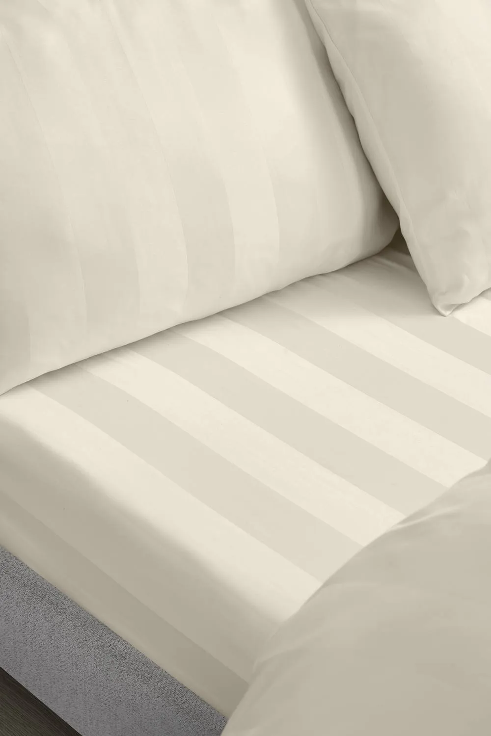 Catherine Lansfield 'So Soft Satin Stripe' Fitted Sheet in Cream 1