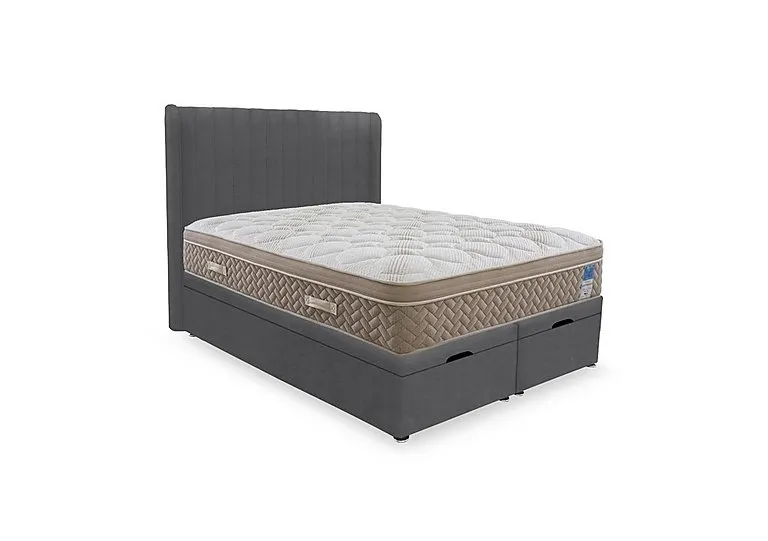 PlushTech End Lift Ottoman Divan Set - King Size - Plush Dark Grey