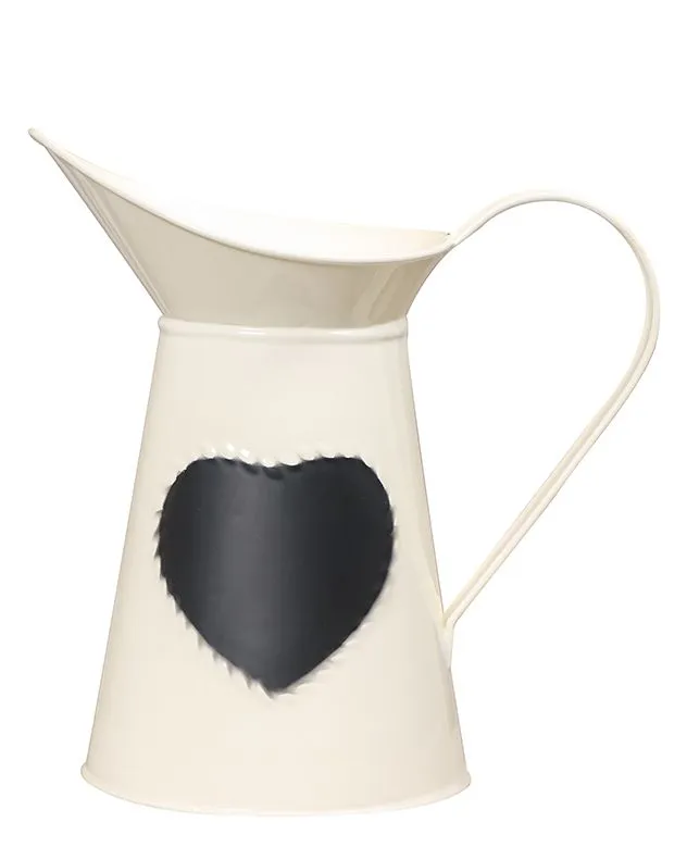 Dibor Country Cream Home Decor Table Flower Jug Vase with Chalkboard in White 2