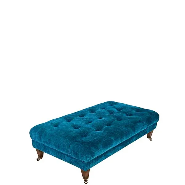 Drew Pritchard Blackwell Small Button Stool - Foam Filled Cushioning - Measuring: W130 x D75 x H35cm