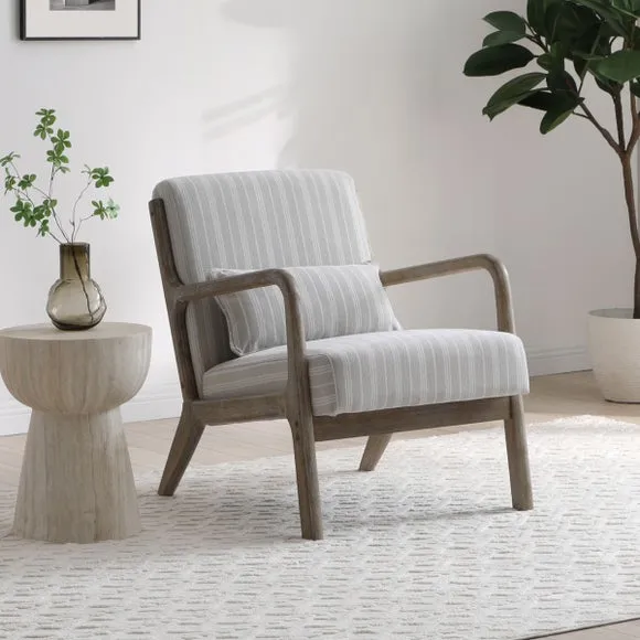 Khali Natural Striped Chenille Occasional Chair