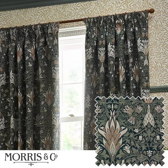 Morris & Co. Snakeshead Jacquard Pencil Pleat Curtains 4