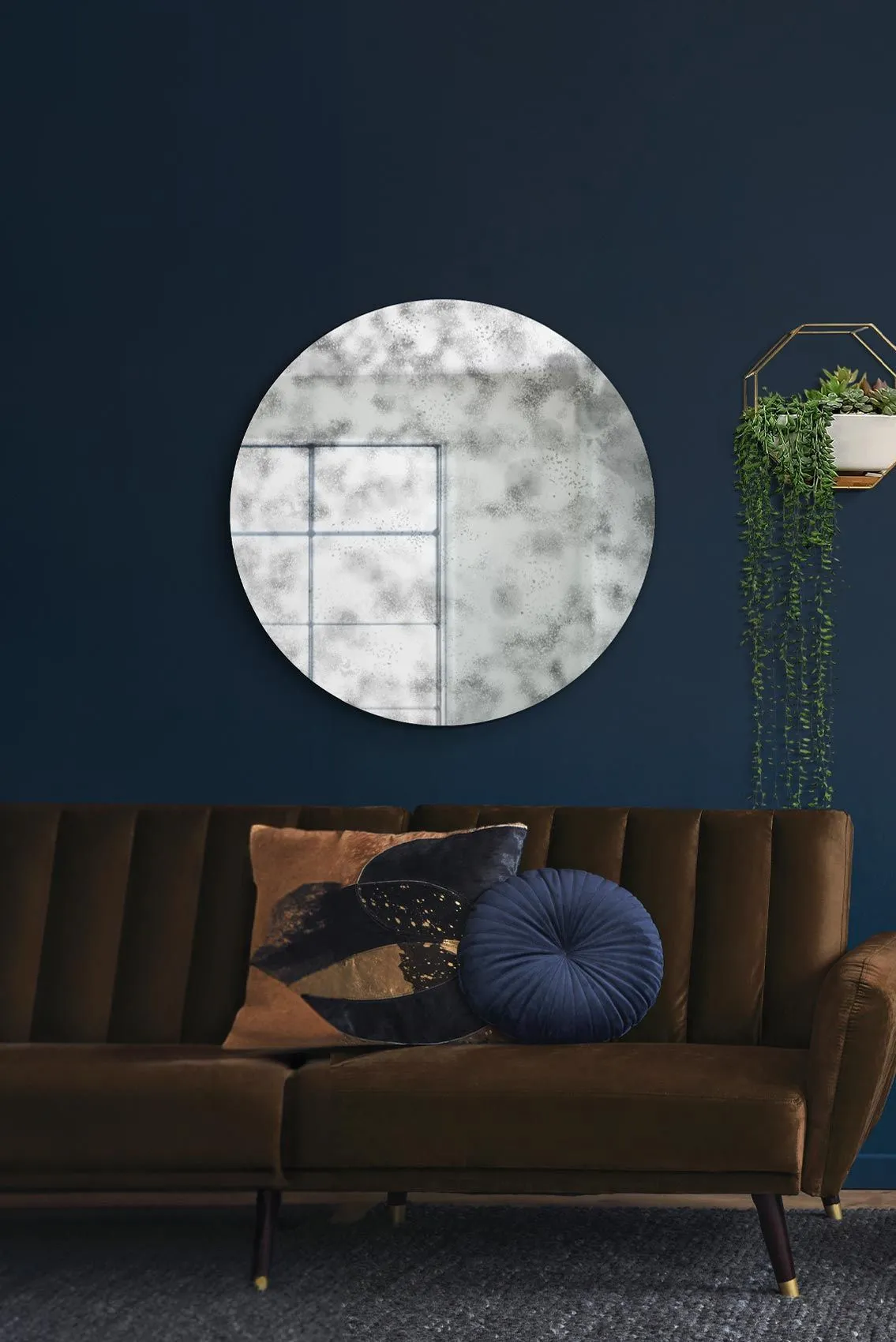 MirrorOutlet Round Circular Antiqued Mirror with Polished Edge 39"x39" (100x100CM) in Silver