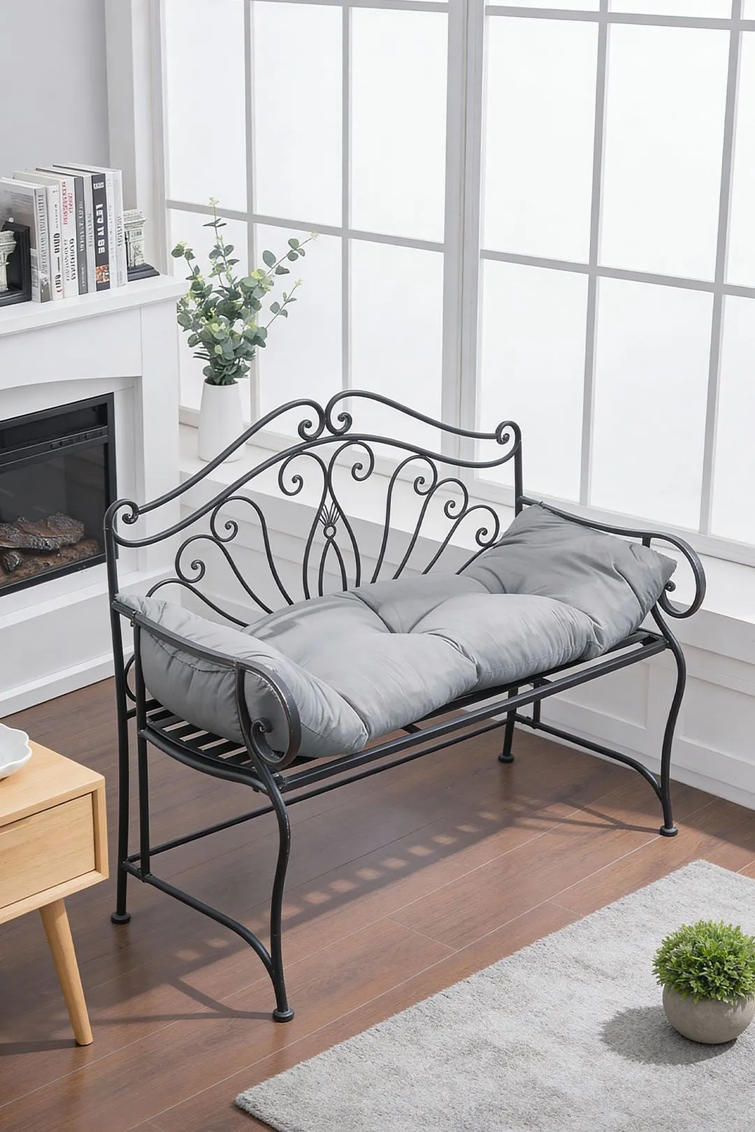 Living and Home 120*40cm Solid Colour Garden Seat Cushion in Grey