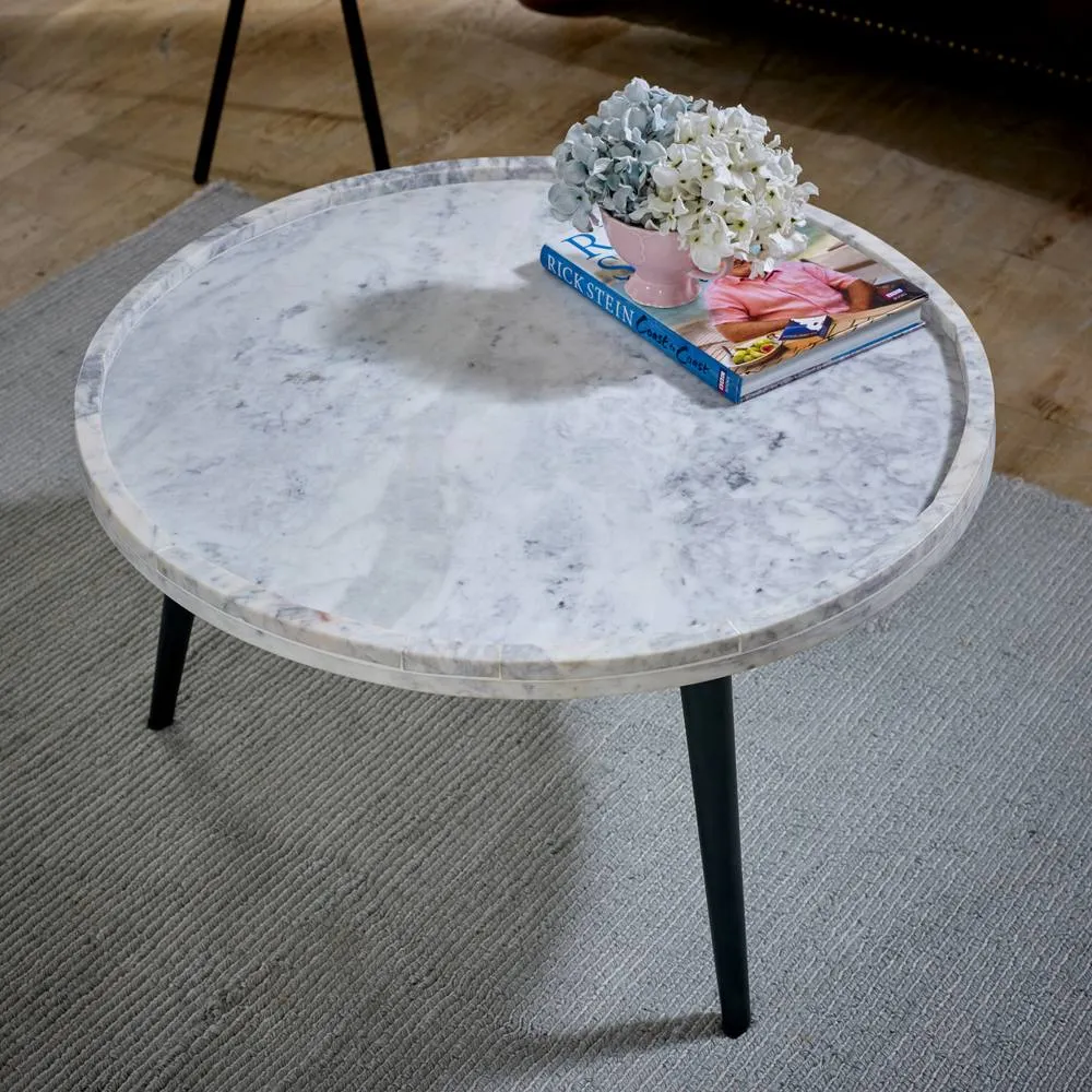 IH Design Ana Real Marble Coffee Table With Metal Legs For Living Room in White 5