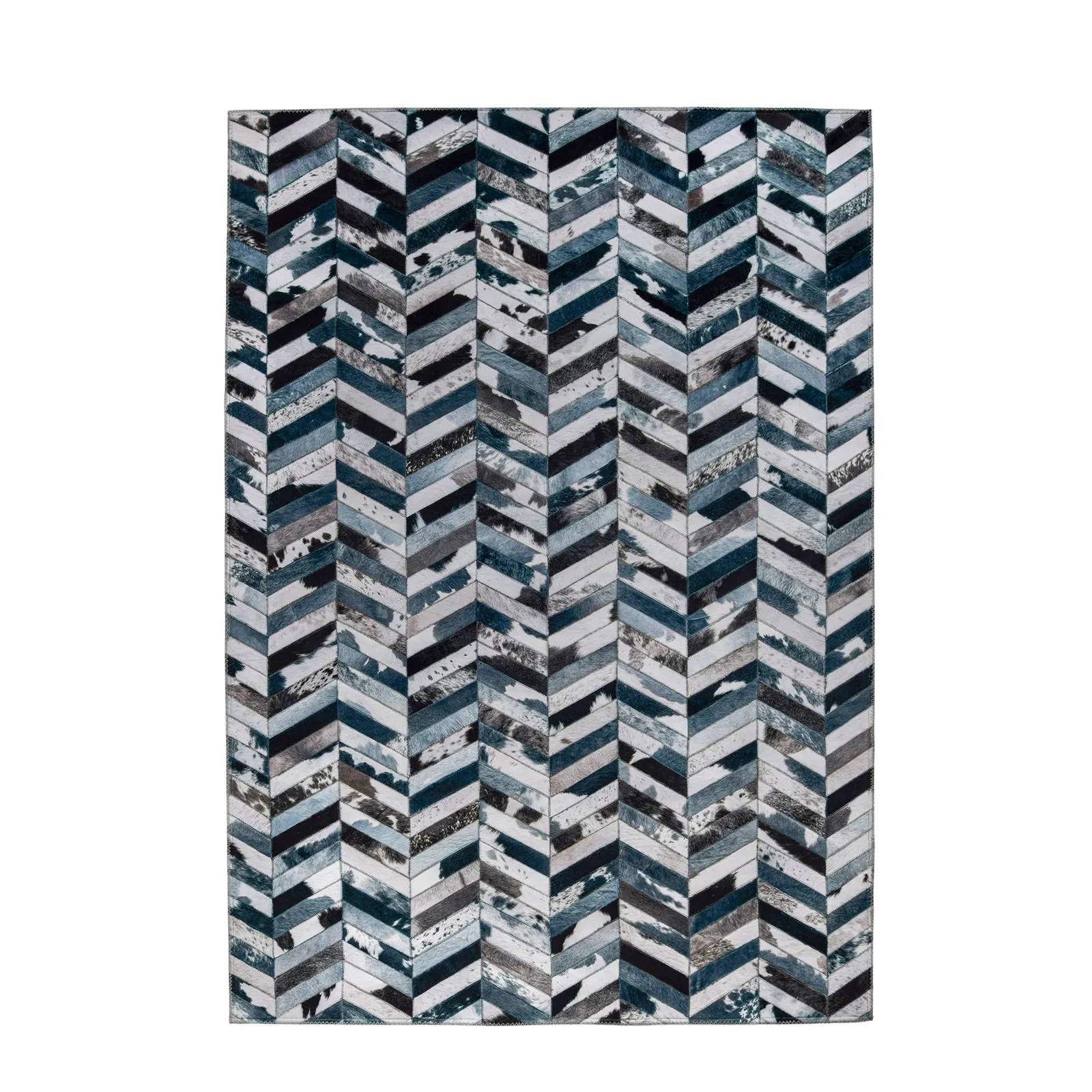 Jesse Faux Hide Rug Blue, Grey and White