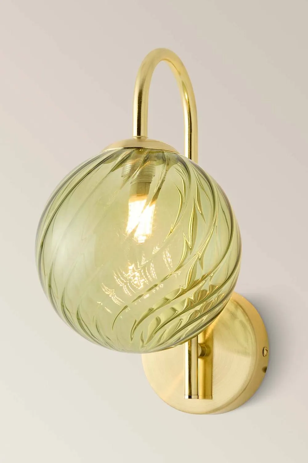 ValueLights Sydney Pair Glass Swirl Shades Metal Wall Light Fittings in Gold 4