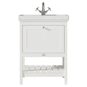 Bayswater Hartleigh Pointing White Traditional Freestanding Vanity Unit & 1 Tap Hole Traditional Recessed Basin - 600mm