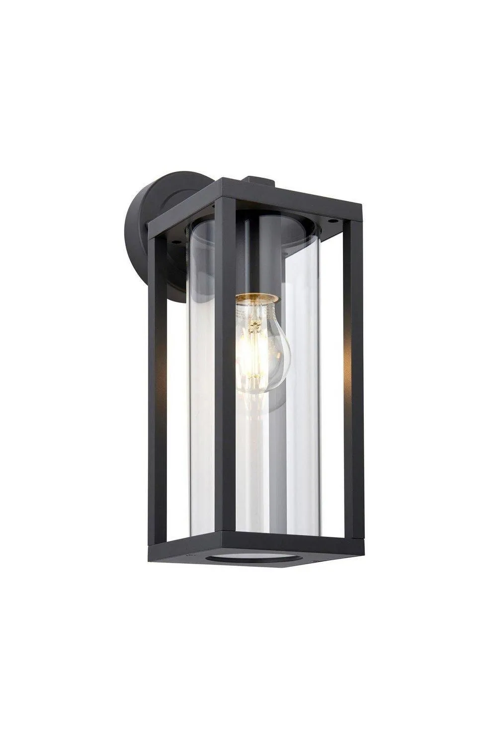 Netlighting Hamden Modern Exterior Wall Light Textured Black Clear Glass Diffuser IP44