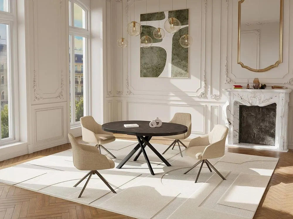 Vente-unique Extendable Dining Table for 4 To 6 People In Ceramic, MDF & Metal in Grey 4