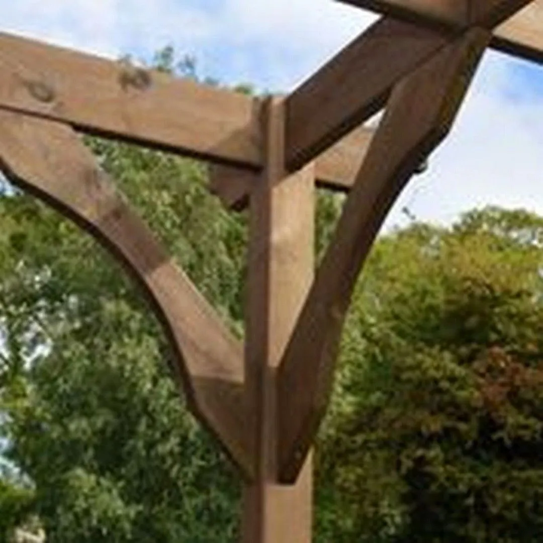 Rutland County Garden Furniture Ltd Wall Mounted Premium Pergola 3 Post, L420 x W420 cm, Rustic Brown 3
