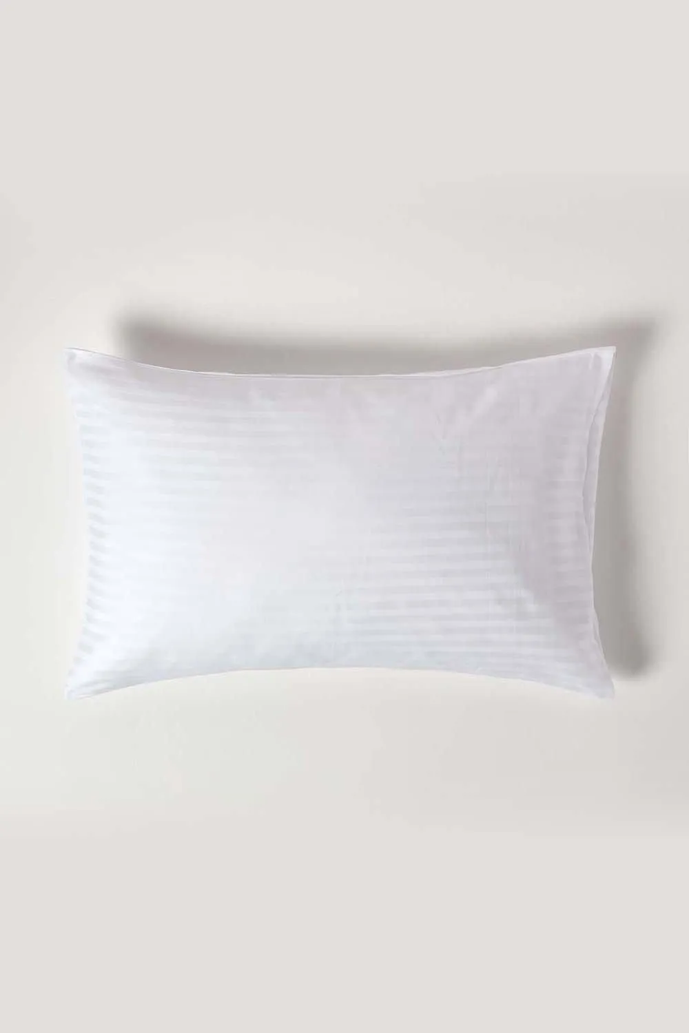 Homescapes Egyptian Cotton Satin Stripe Housewife Pillowcase 330 TC in White 1