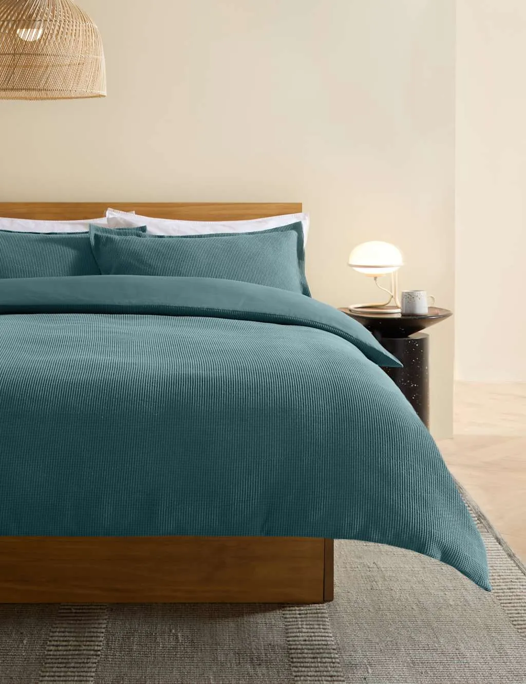 MADE Pure Cotton Waffle Bedding Set Blue