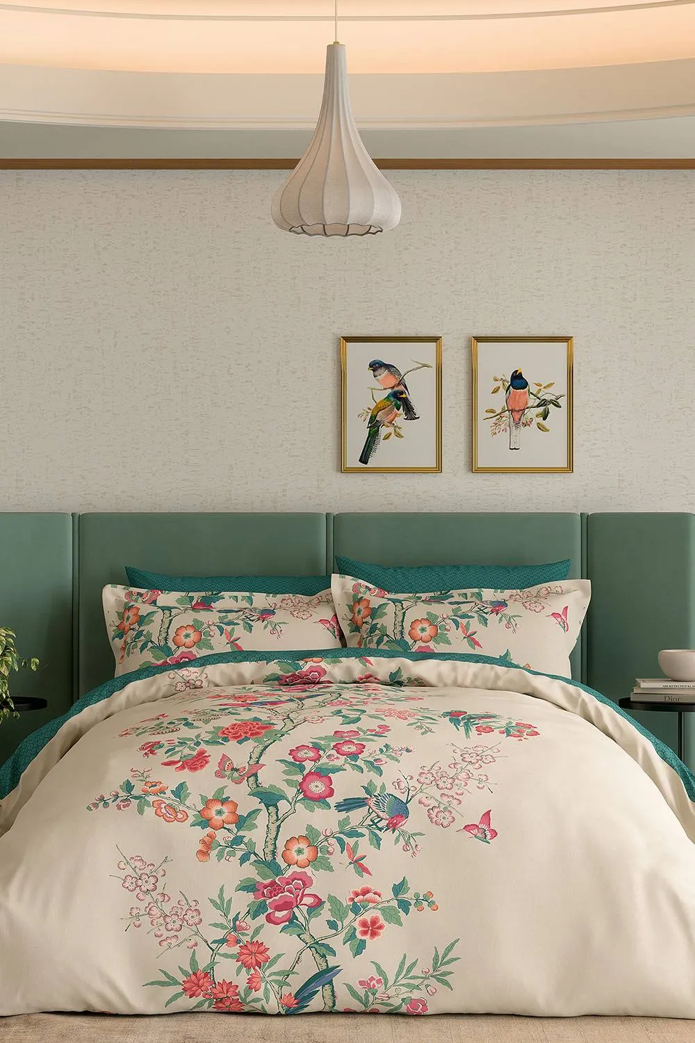 V&A 'Chinese Magpie' Cotton Duvet Cover Set in Cream