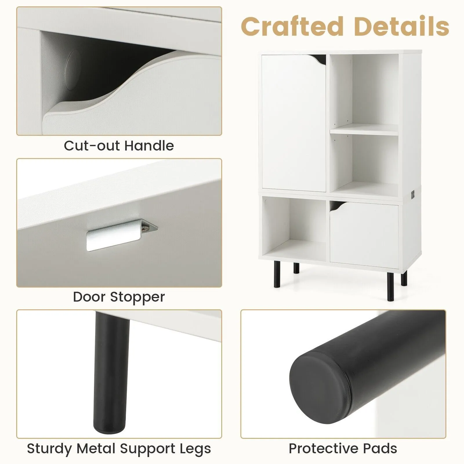Costway Stackable Bookcase Combination Lattice Cabinet Floor Open Bookshelf in White 5