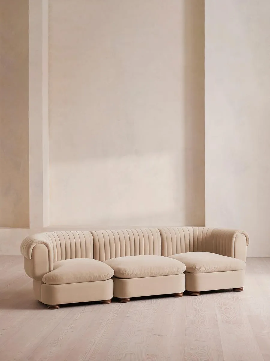 Rava Modular Sofa, Four Seater, Velvet, Porcelain