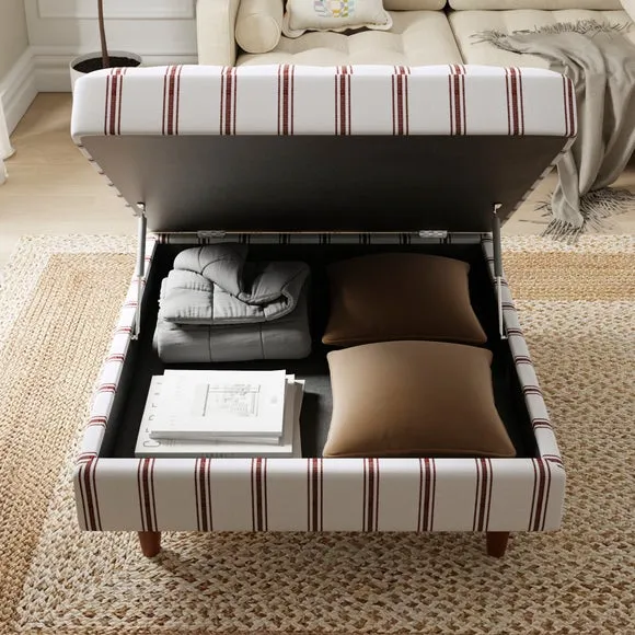 Zoe Folkstone Stripe Square Storage Footstool 3