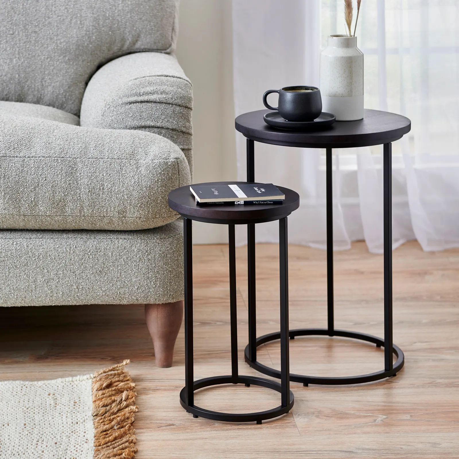 Trent Nest of Tables Black Mango Wood Black