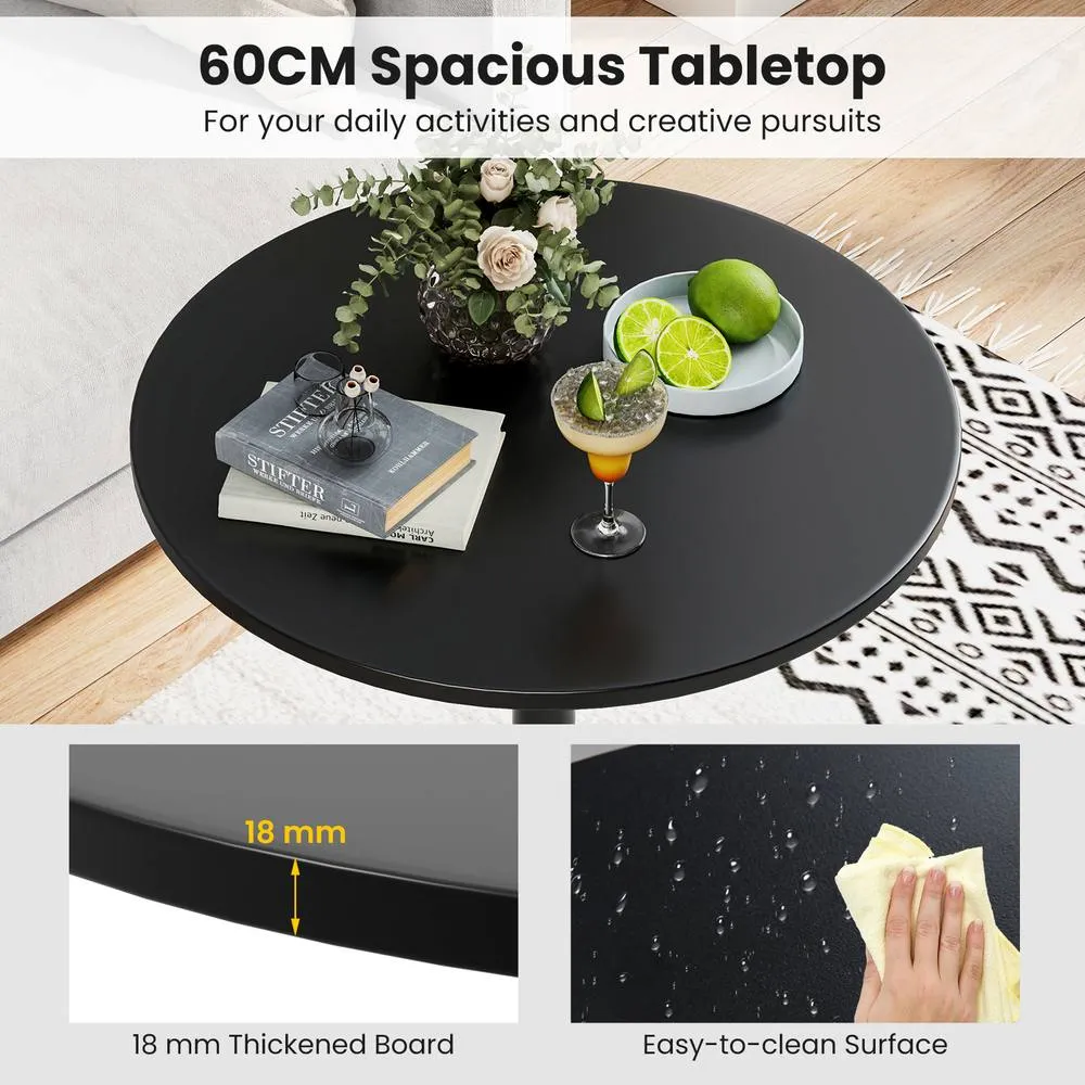 Costway Round Coffee Table Bistro 101-56 CM Height Adjustable Cocktail Table in Black 6