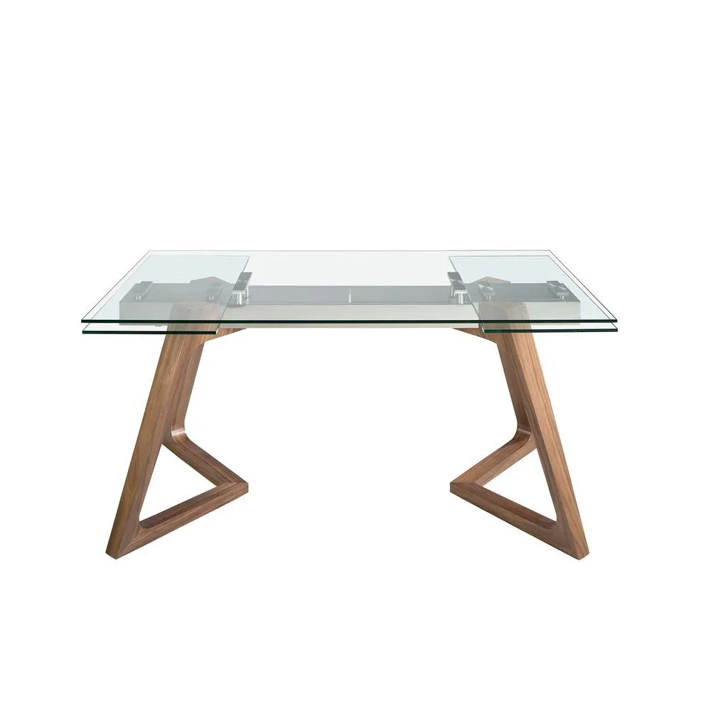 Angel Cerda Rectangular Tempered Glass Extending Dining Table in Walnut 2