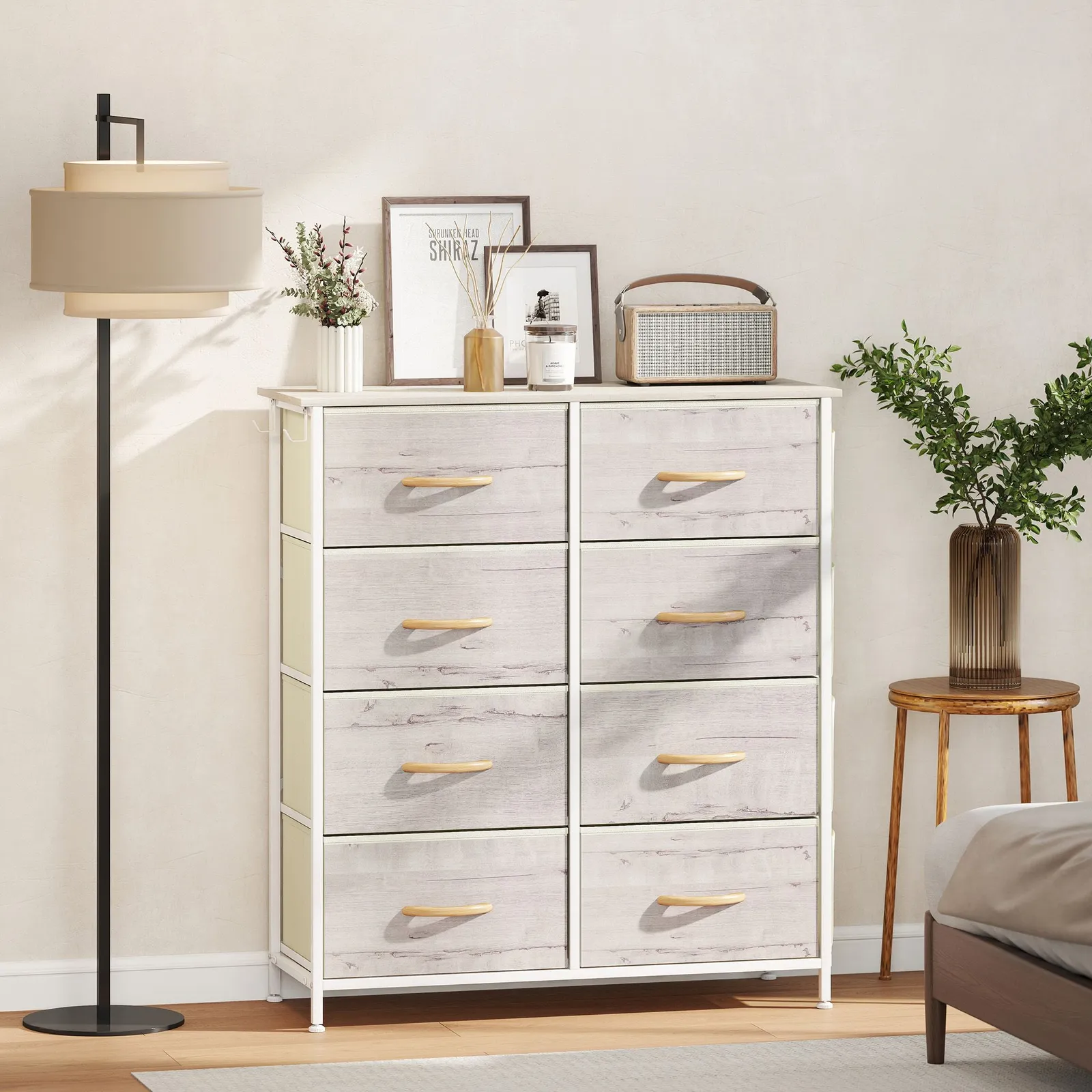 HOMCOM Fabric Chest of Drawers, Drawer Dresser for Bedroom in Natural 1