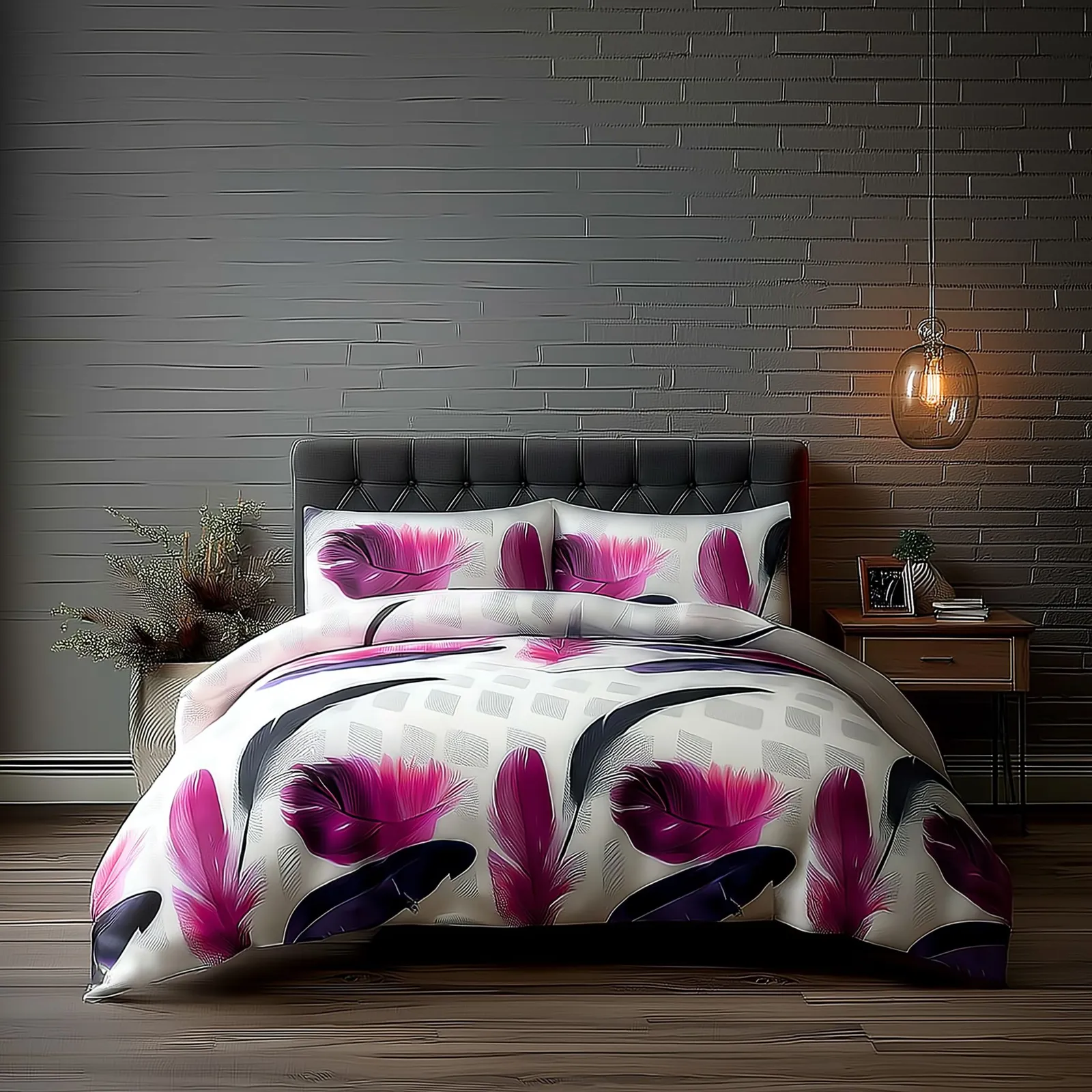 Snug City Duvet Cover & Pillowcase Set White Leaf Print Design Polycotton Bed Linen