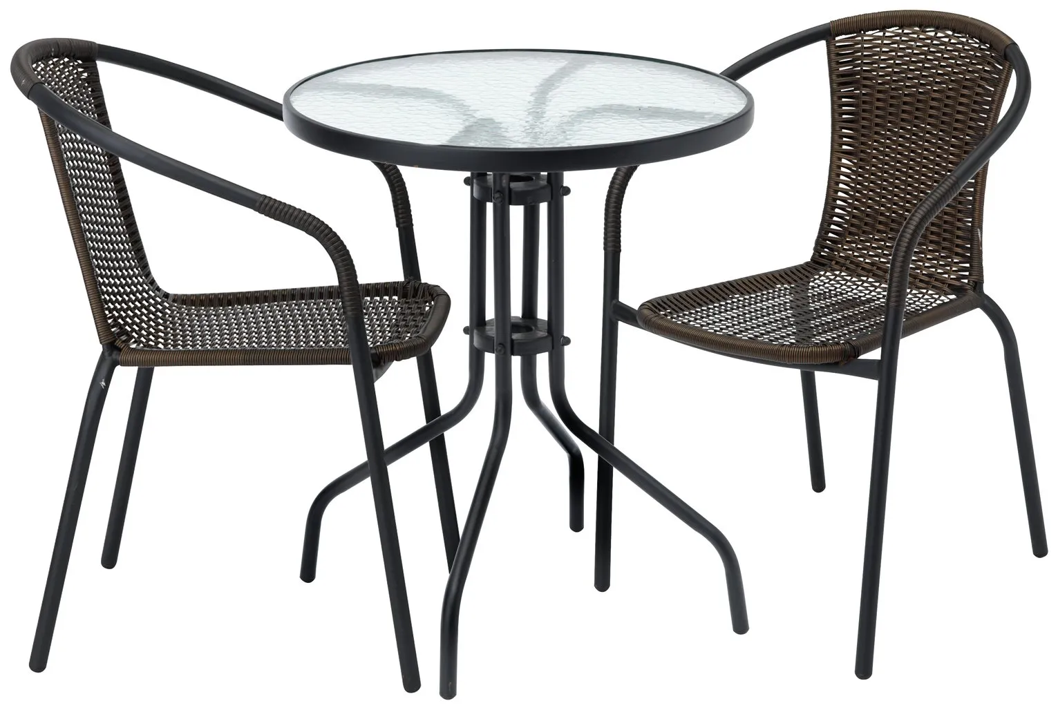 Argos Home 2 Seater Rattan Effect Balcony Set - Brown