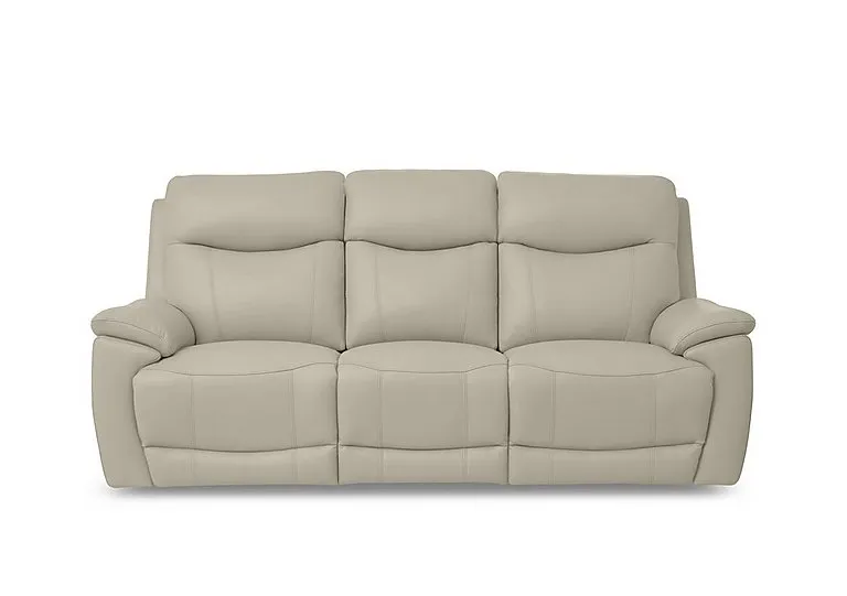 Sloane Leather 3 Seater 3 Cushion Power Recliner Sofa with Power Headrests - Bone China - Sofas and Armchairs - In Time for Christmas