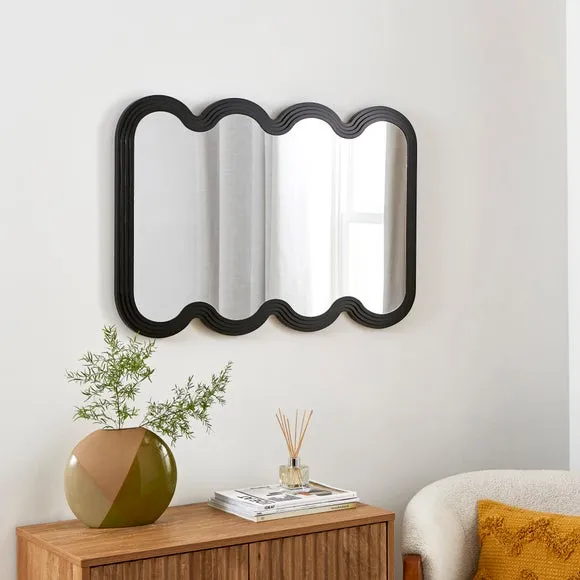 Ribbed Wavy Overmantel Wall Mirror 2