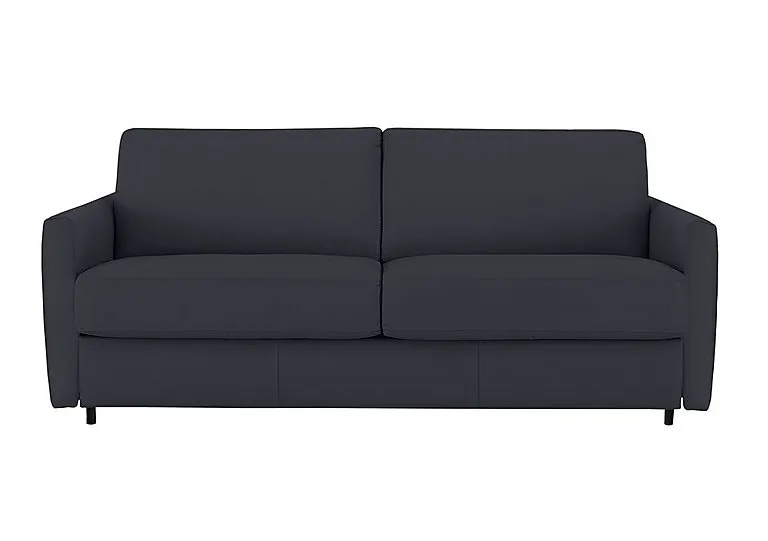 Alcova 3 Seater Leather Sofa Bed with Slim Arms - Torello Blu