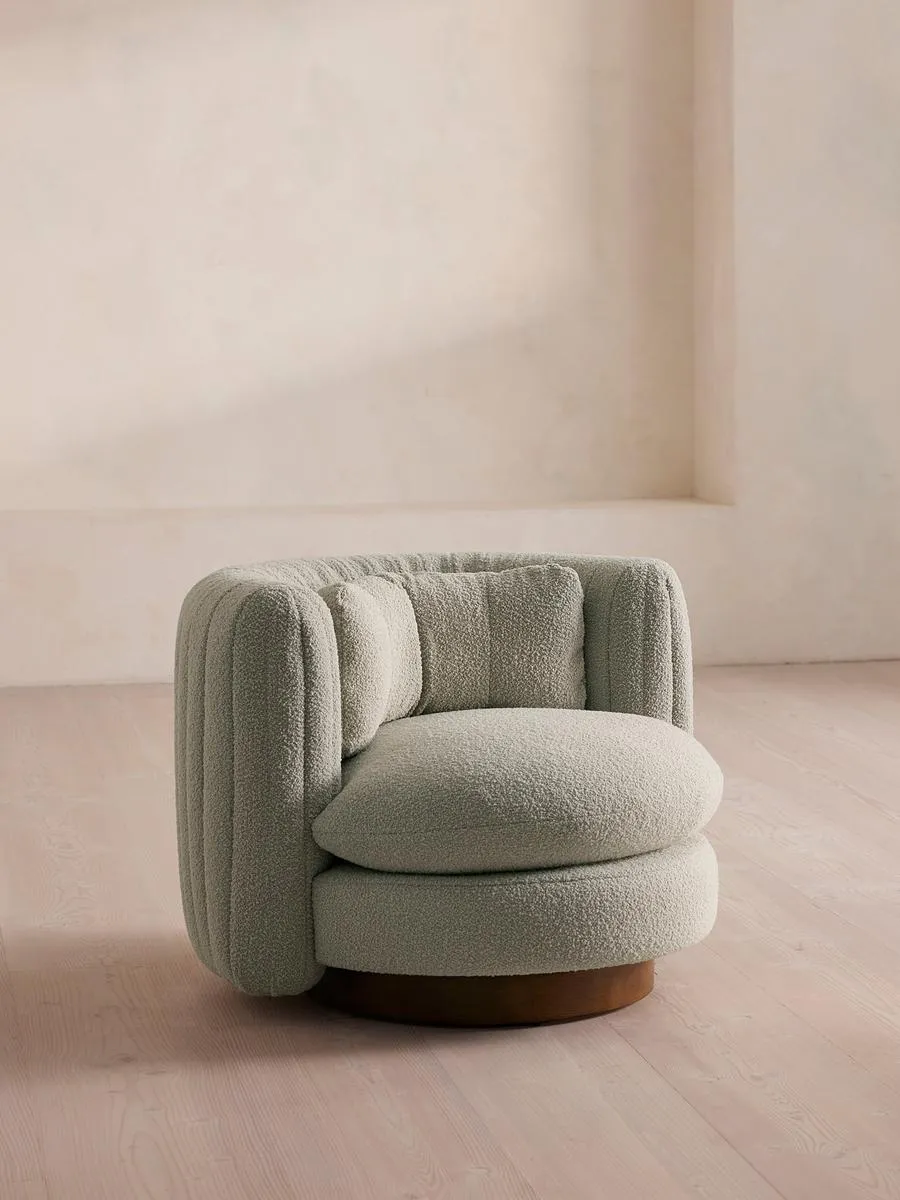 Vivienne Armchair, Textured Wool Boucle, Pistachio