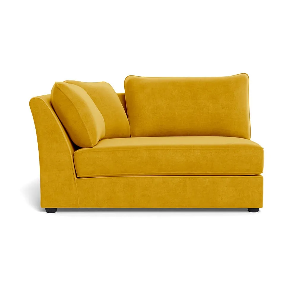 Heal's Tailor Large Curved Left Hand Facing Corner Unit Smart Luxe Velvet Canary Black Feet
