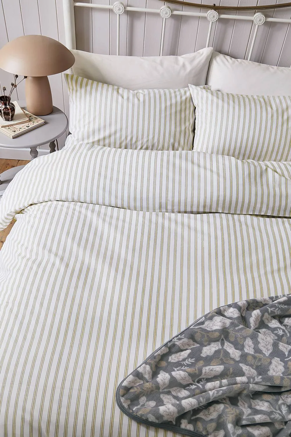 Helena Springfield 'Ticking Stripe' Cotton Duvet Cover Set in Cream 4