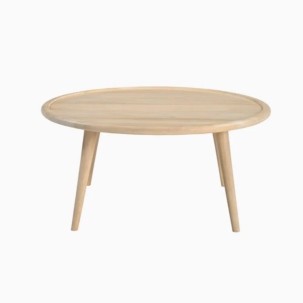 FurnitureboxUK Orizaba Round White Oak Wood Coffee Table in Light Brown 2
