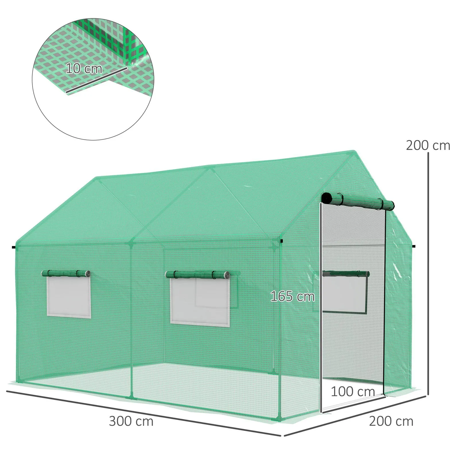 OUTSUNNY Tunnel Greenhouse W/ UV-resistant PE Cover, Wide Door, 2 x 3(m) in Green 3