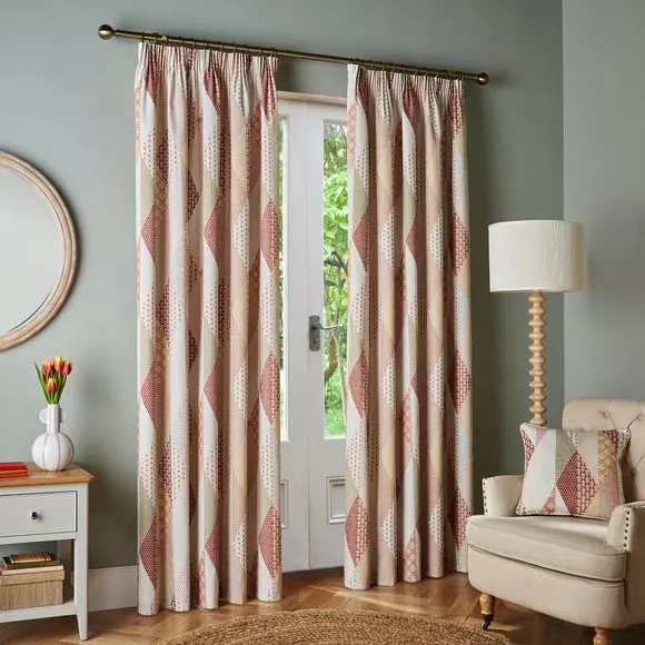 Patchwork Print Pencil Pleat Curtains 2