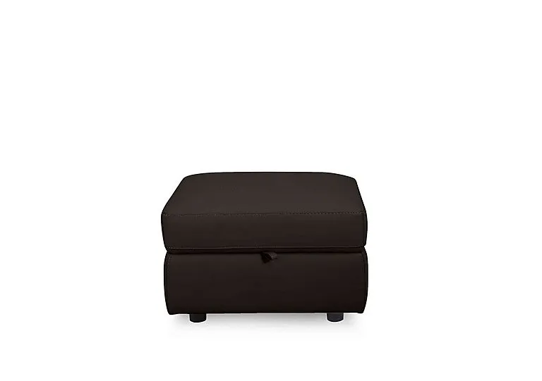 Compact Collection Lille Leather Storage Footstool - Dark Chocolate