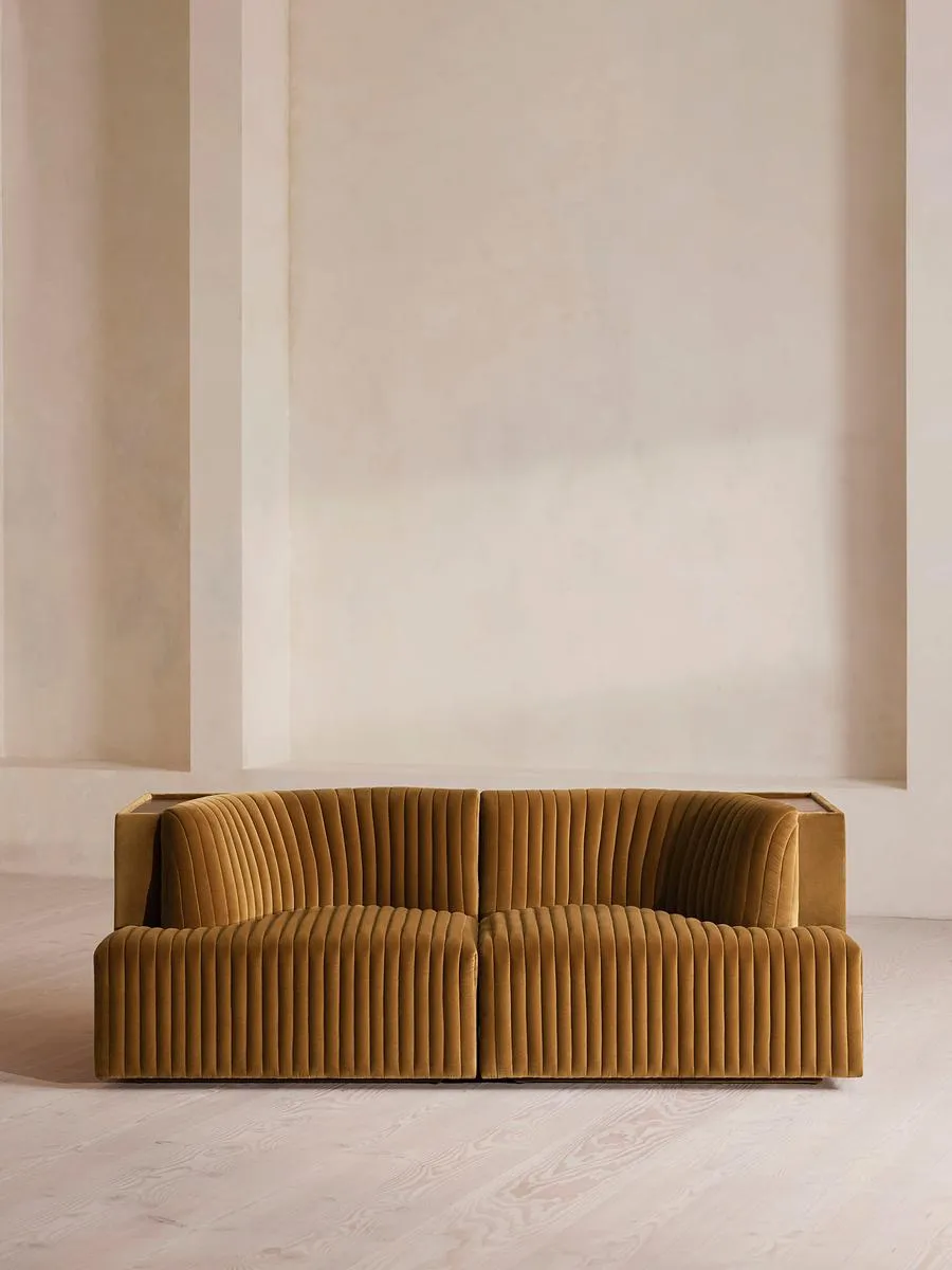 Hamish Modular Sofa, Three Seater, Velvet, Mustard
