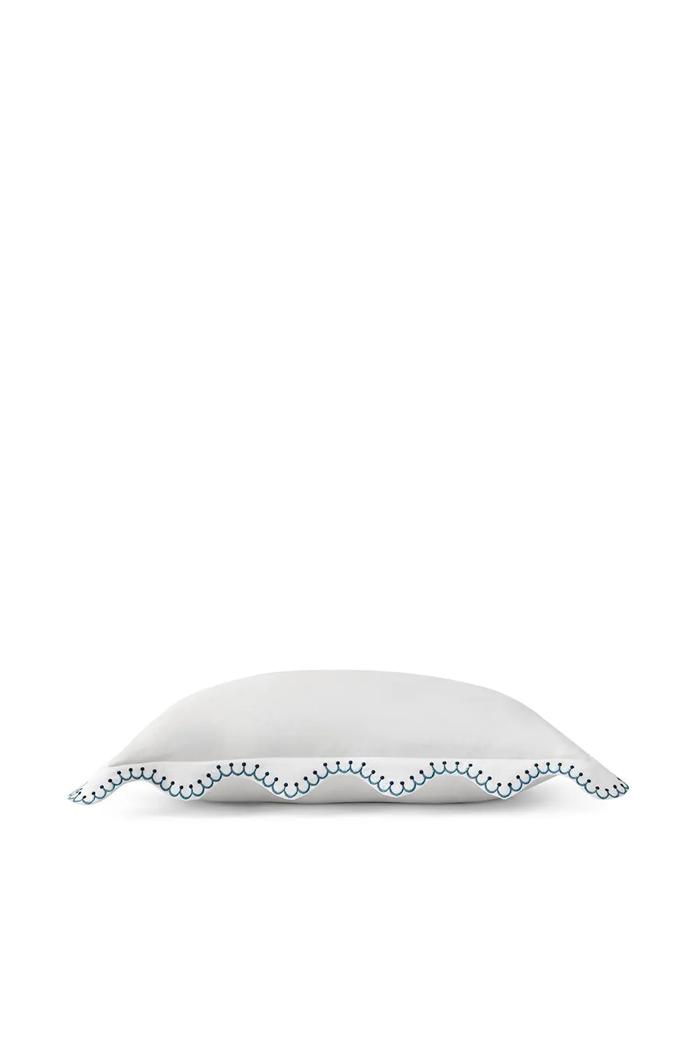 CHRISTY 'Lucerne Scallop' Luxury Cotton Sateen Boudoir Cushion in Indigo 4