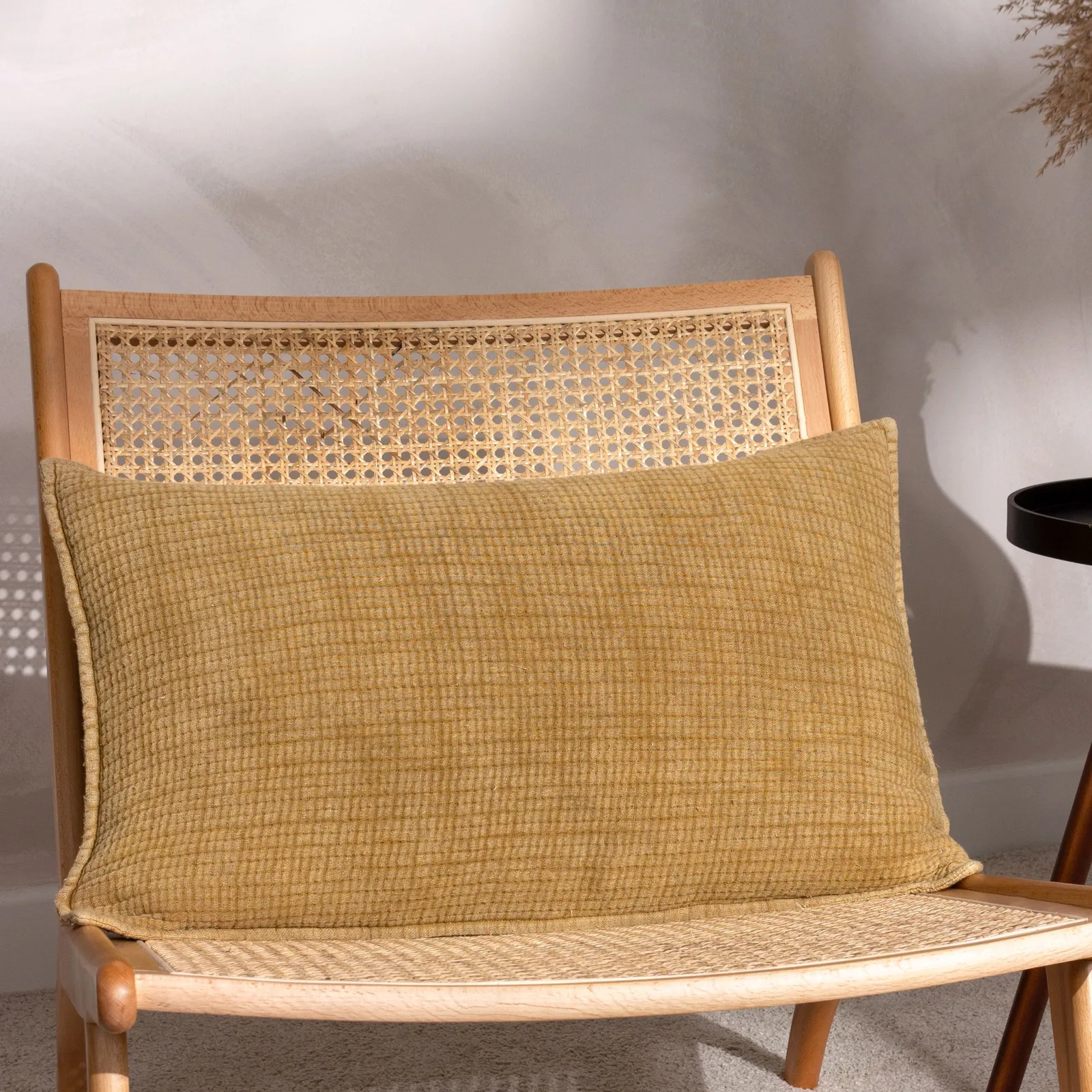 Yard Ribble 100% Cotton Acid Wash Cushion in Yellow 1
