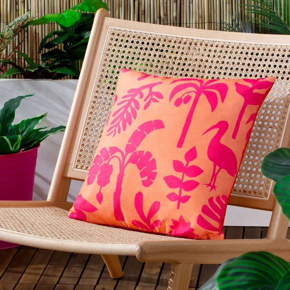 Furn Marula Tropical Water & UV Resistant Outdoor Cushion in Coral