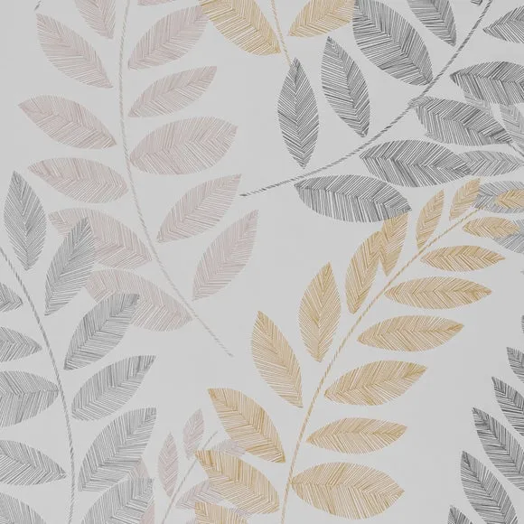 Leah Leaf Ochre Blackout Roller Blind 2