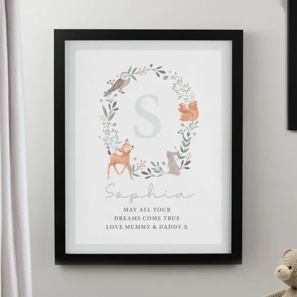 Personalised Woodland Initial Poster Frame