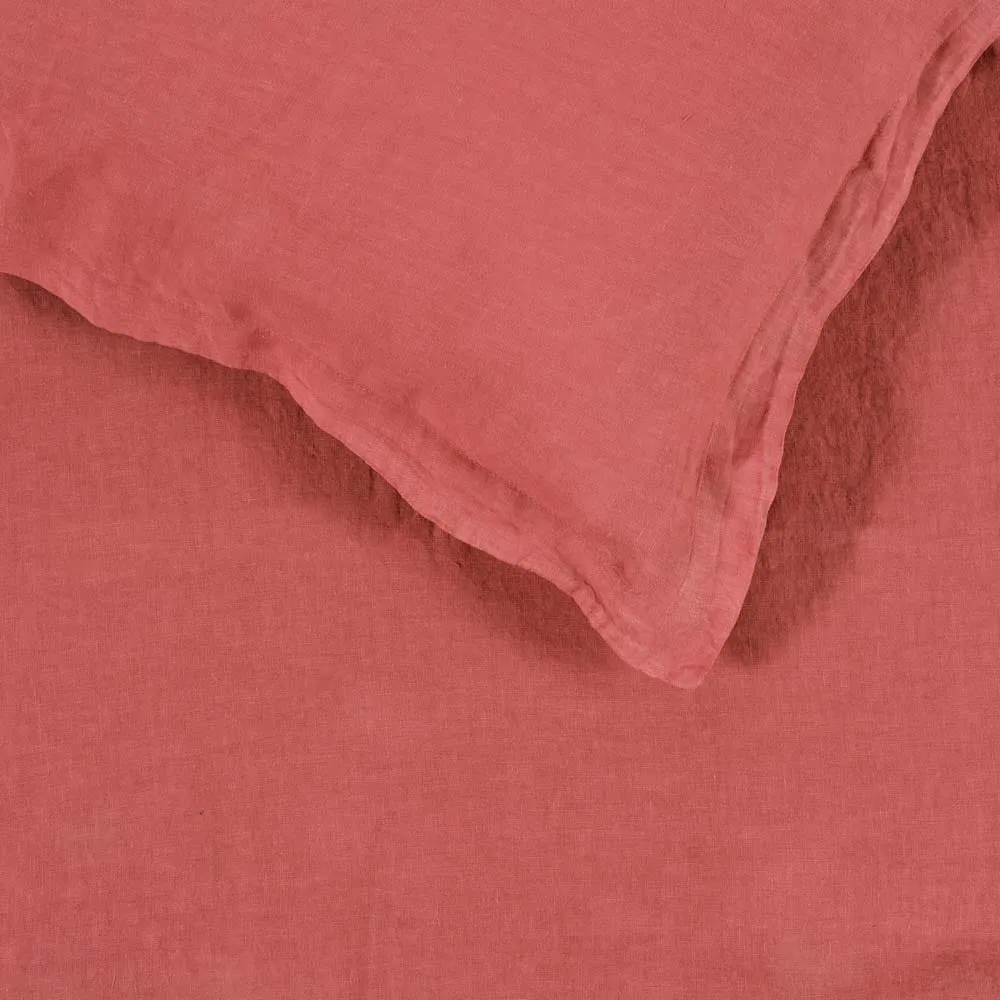 Heal's Washed Linen Terracotta Fitted Sheet Double 3