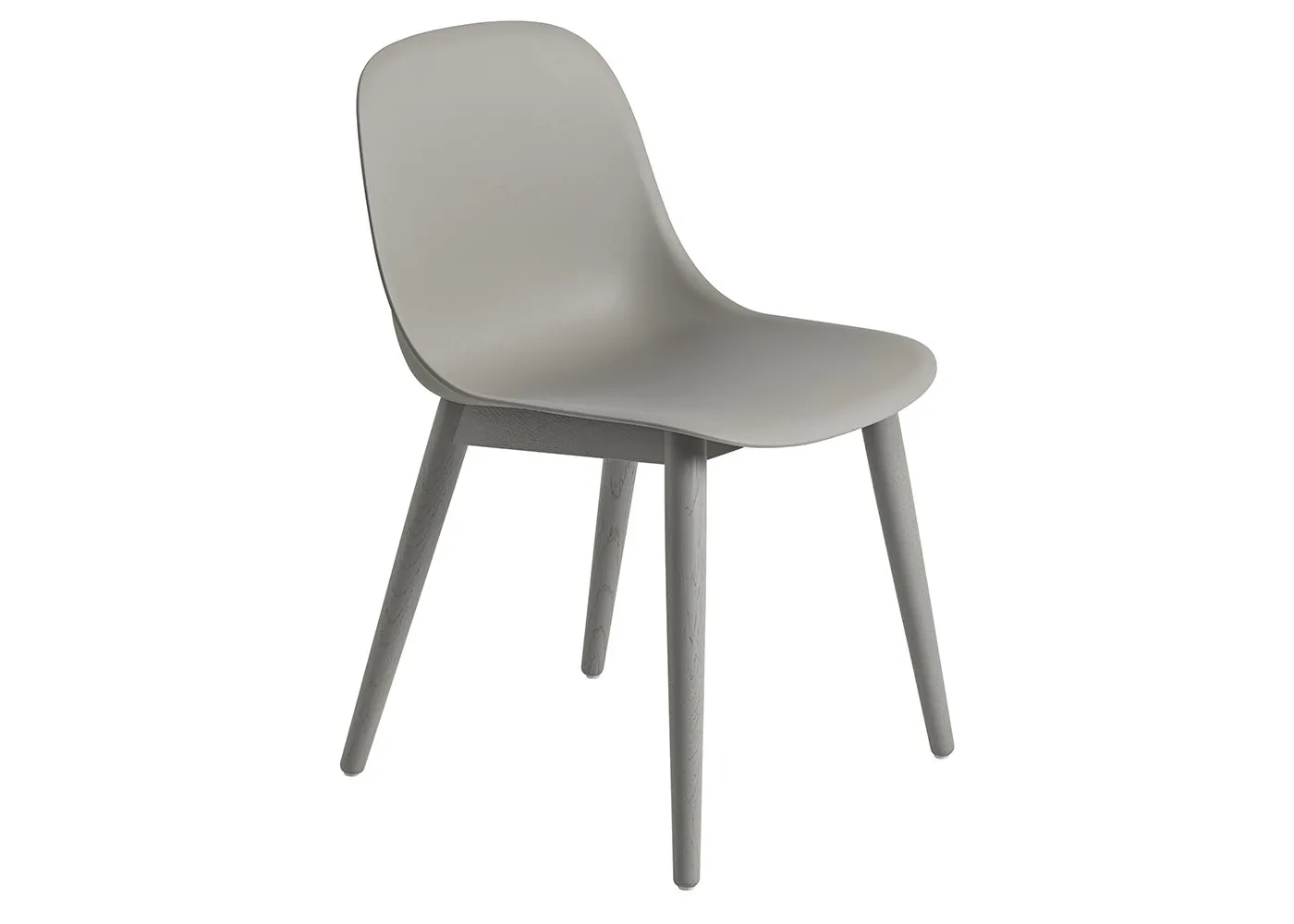 Muuto Fiber Side Chair Wood Base Normal Shell Grey/Grey