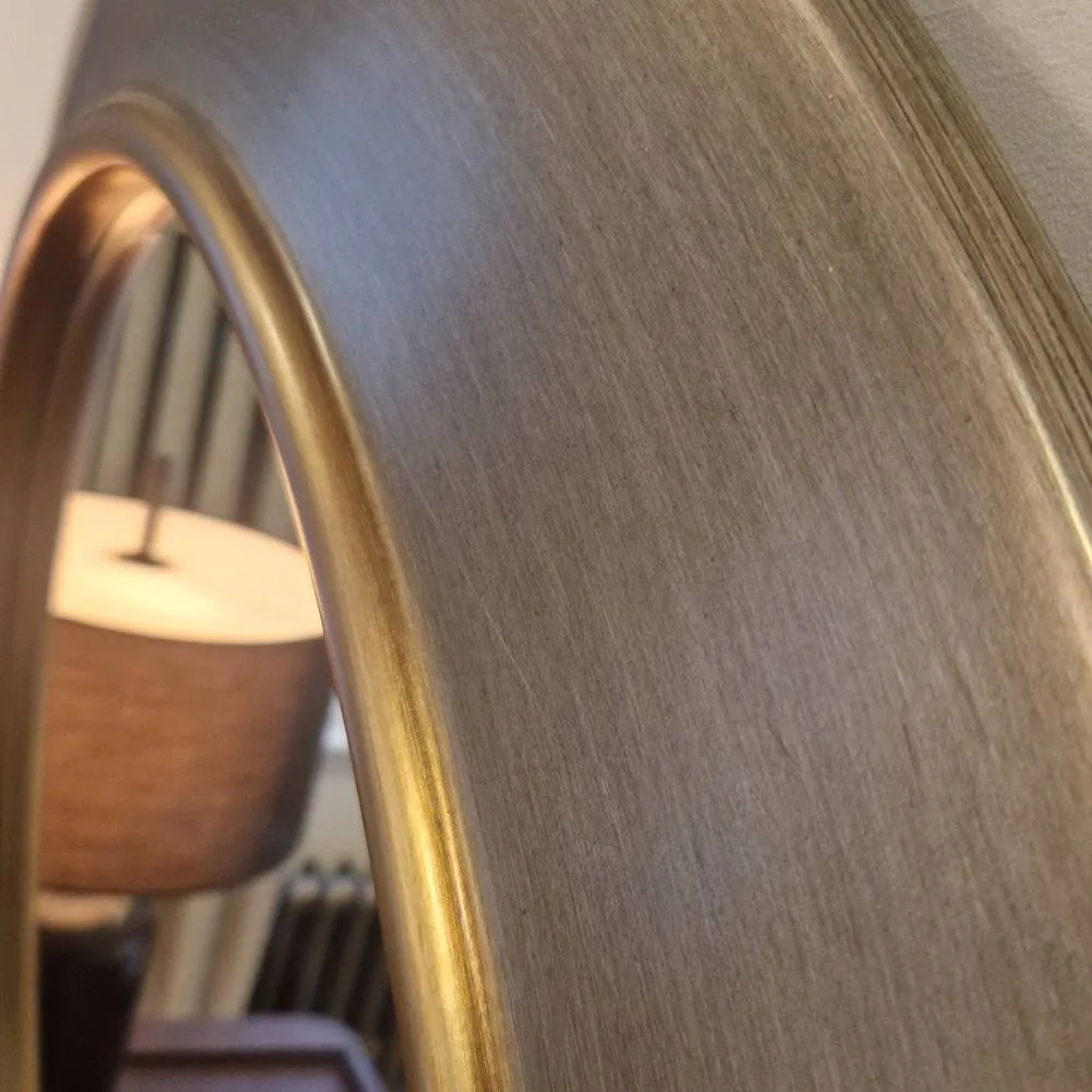 Yearn Mirrors Ava Pewter Round Bevelled Mirror Gold Trim in Metallic Gold 6