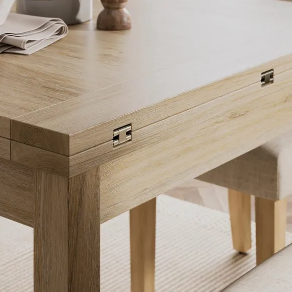 Olney 4-6 Seater Oak Effect Fliptop Dining Table with 4 Aiden Natural Boucle Dining Chairs 4
