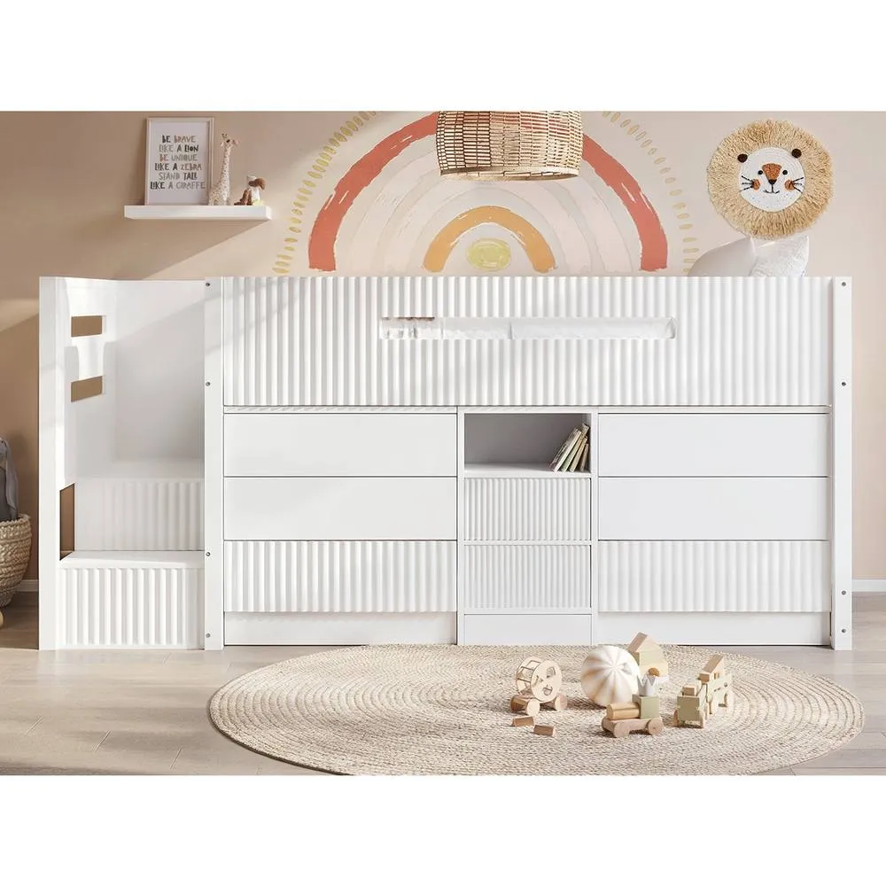 Flair Luca Ribbed Mid Sleeper Storage Bed in White
