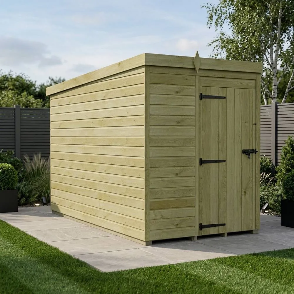 Buttercup Farm 5ft x 10ft Pent Garden Shed Single Door No Windows - Timber in Brown 2