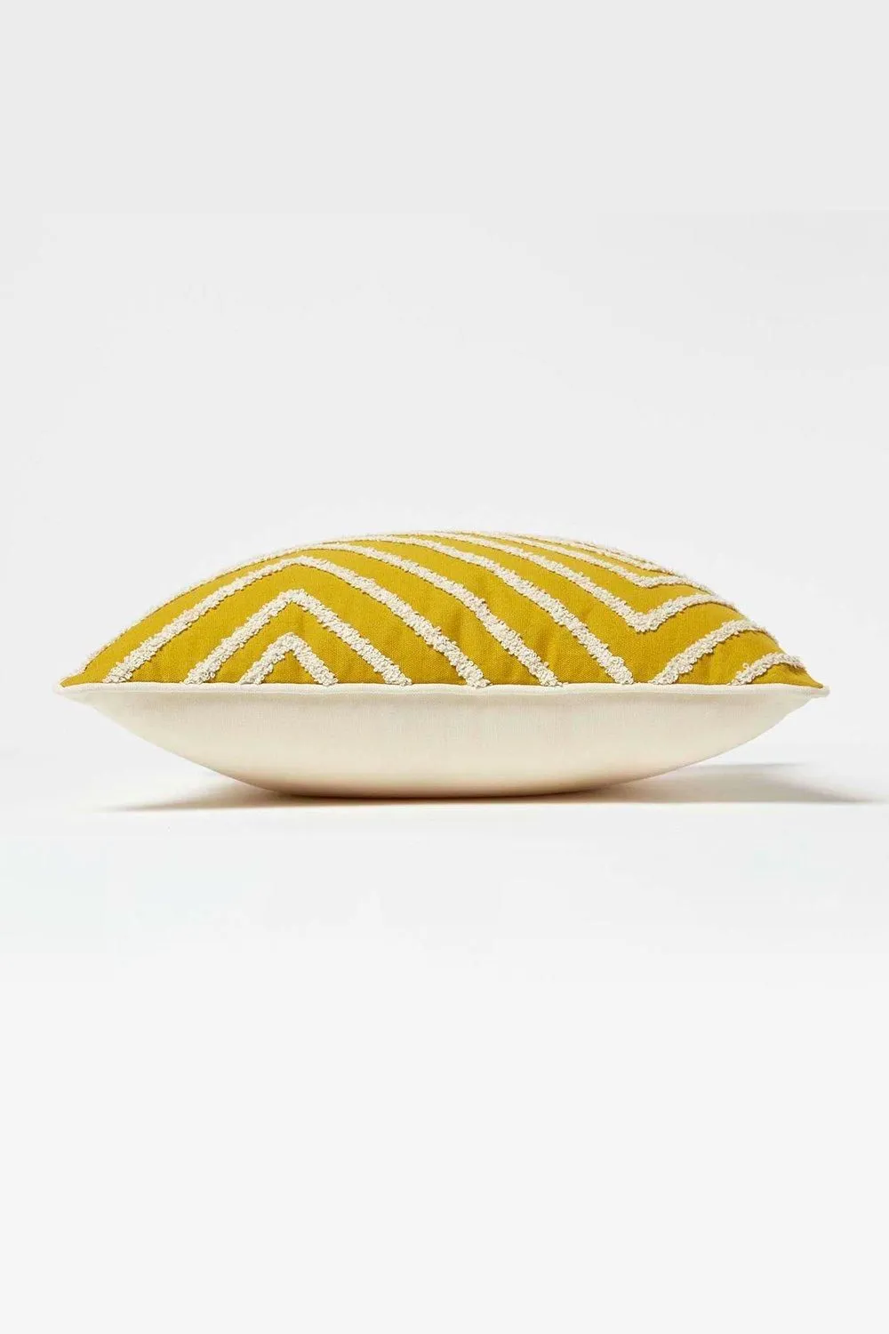 Homescapes Mustard Yellow Tufted Cotton Cushion 4
